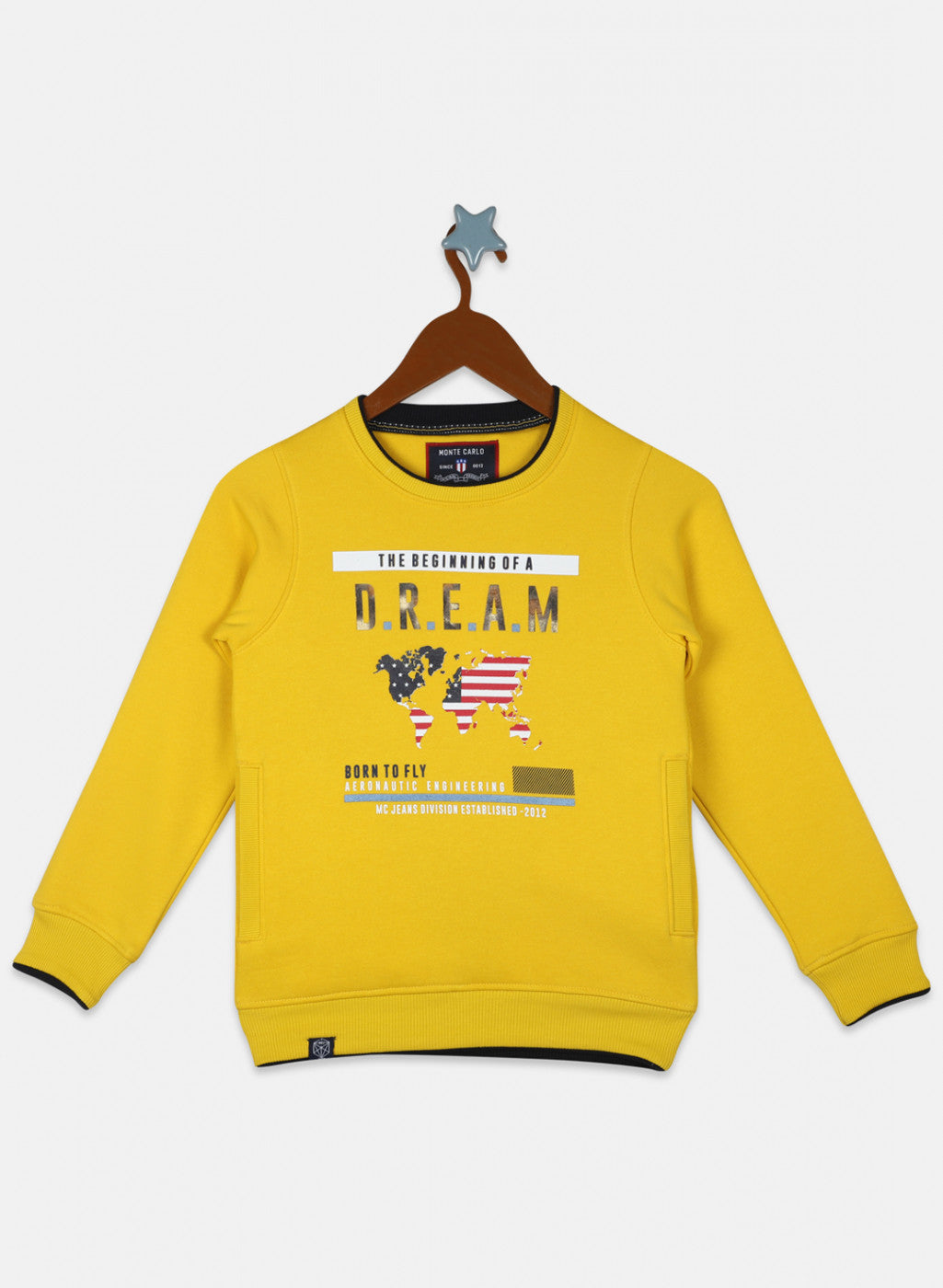 Boys Yellow Printed Sweatshirt