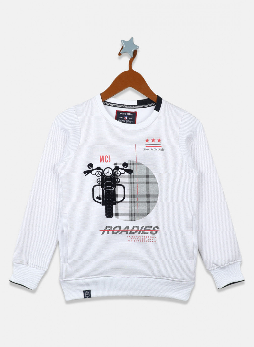 Boys White Printed Sweatshirt