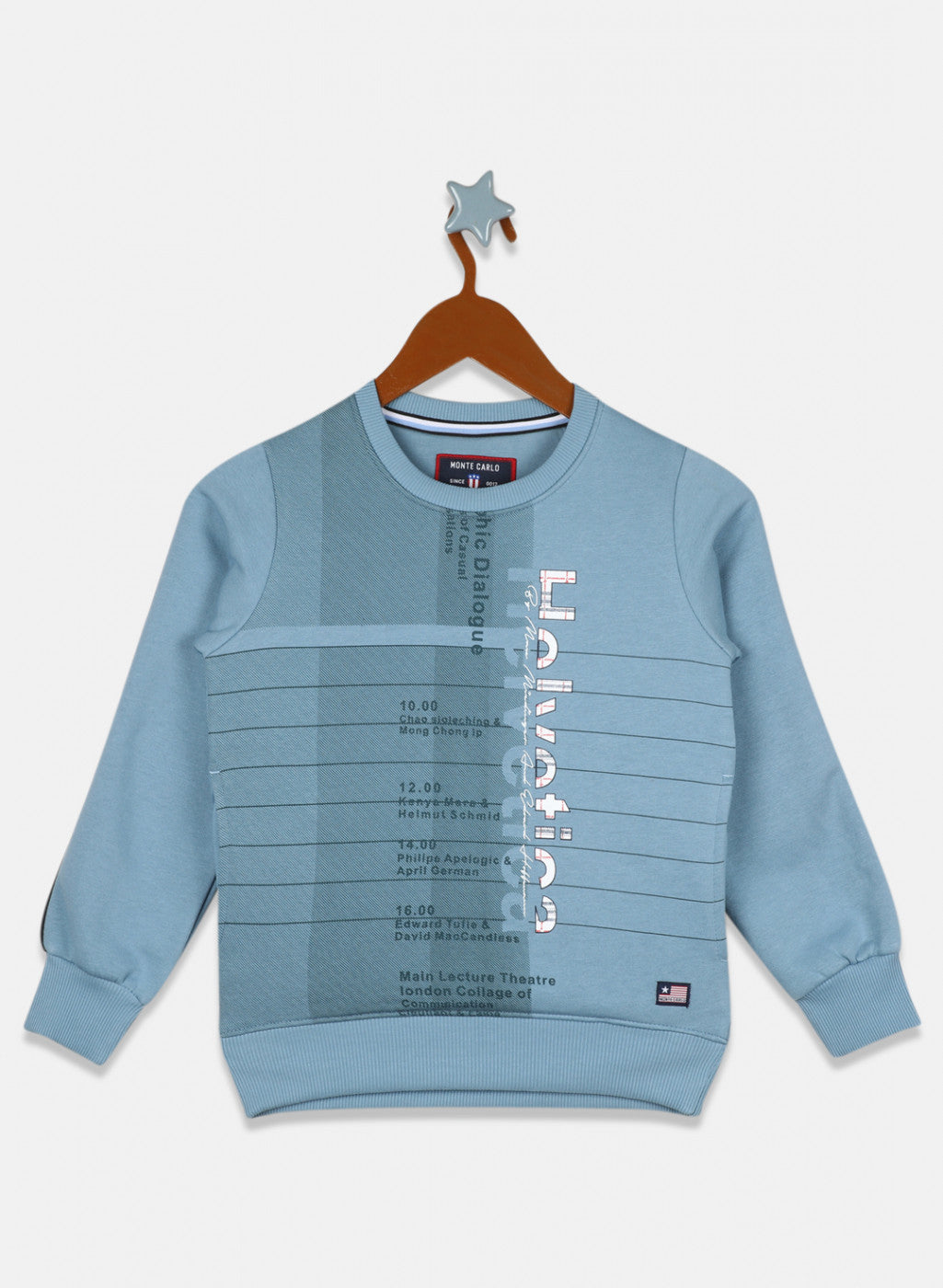 Boys Blue Printed Sweatshirt