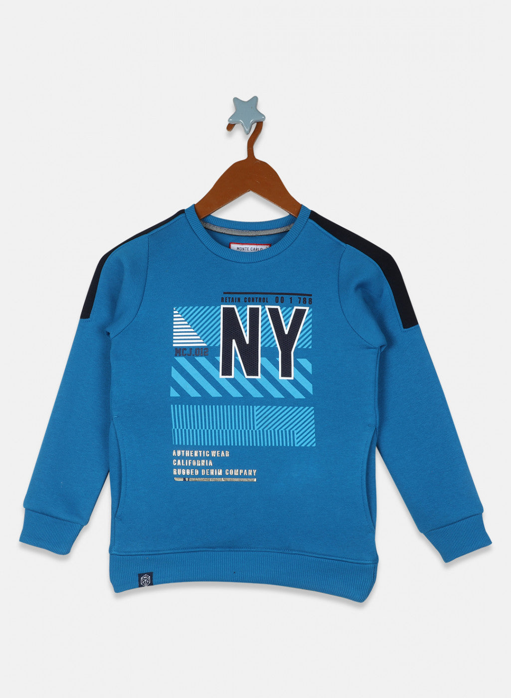 Boys Blue Printed Sweatshirt