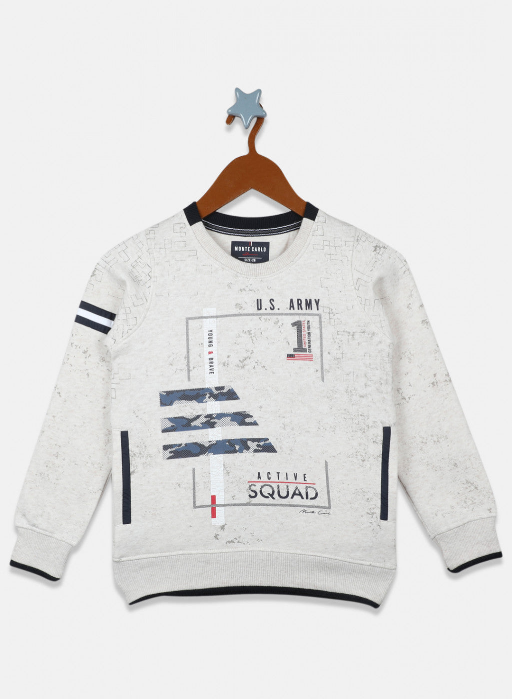 Boys Beige Printed Sweatshirt