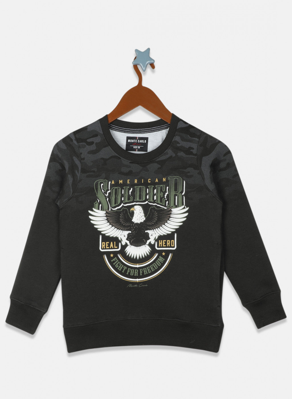 Boys Olive Printed Sweatshirt