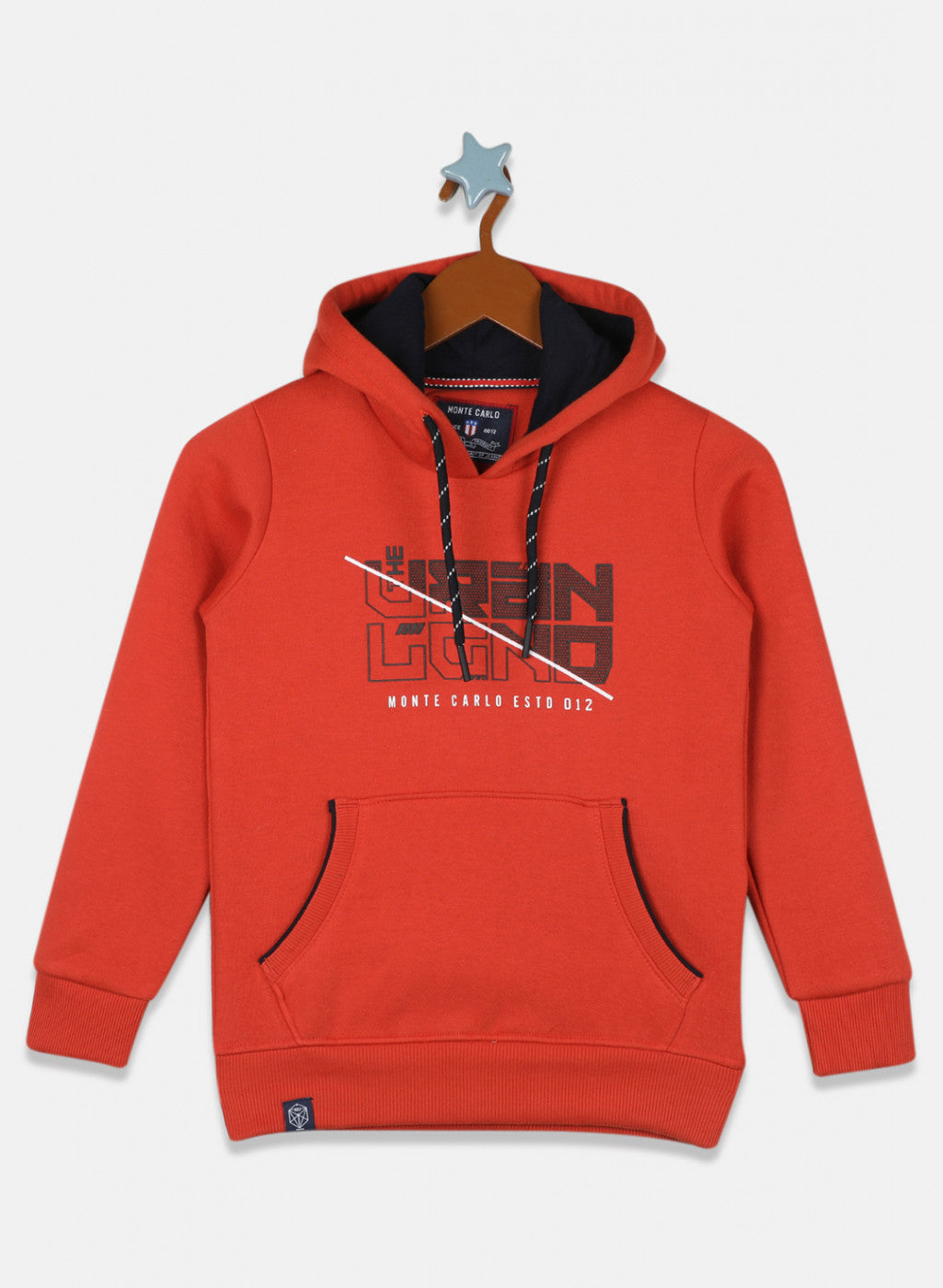 Boys Orange Printed Sweatshirt