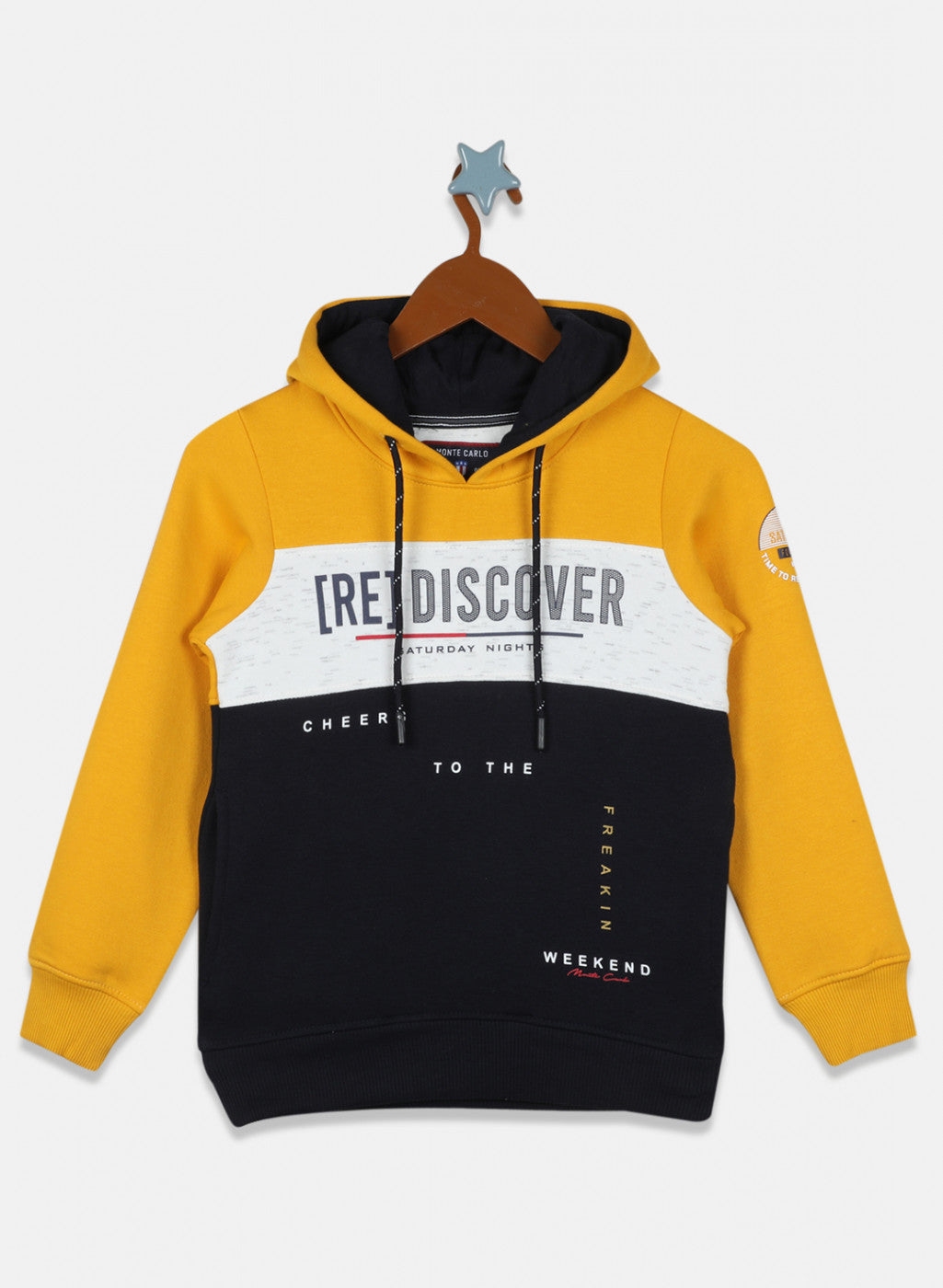 Boys Mustard & Navy Printed Sweatshirt