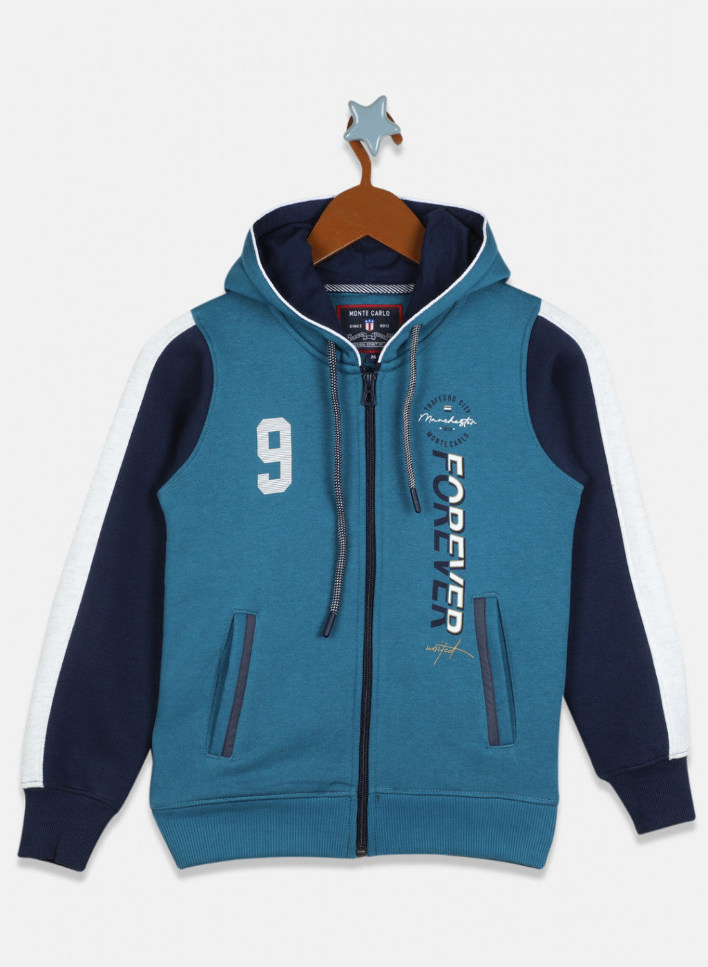 Boys Teal Blue Printed Sweatshirt