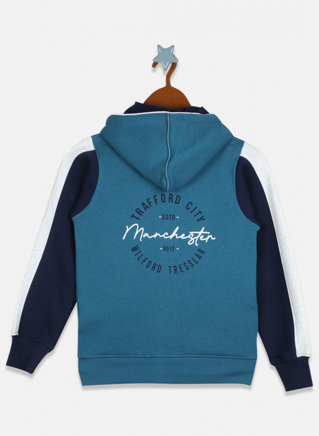 Boys Teal Blue Printed Sweatshirt