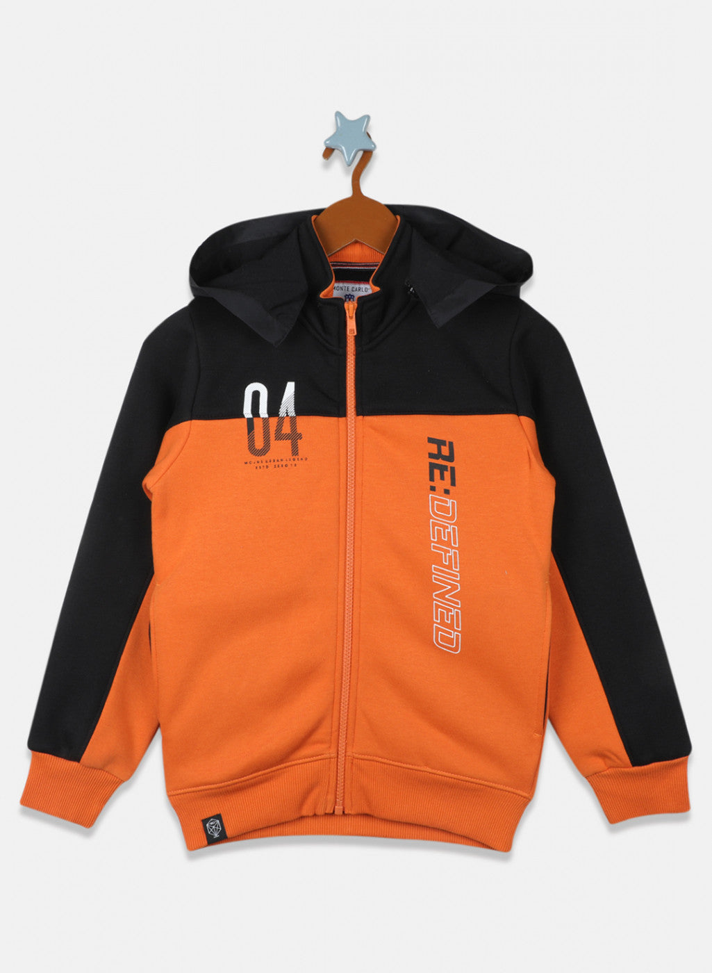 Boys Black & Orange Printed Sweatshirt