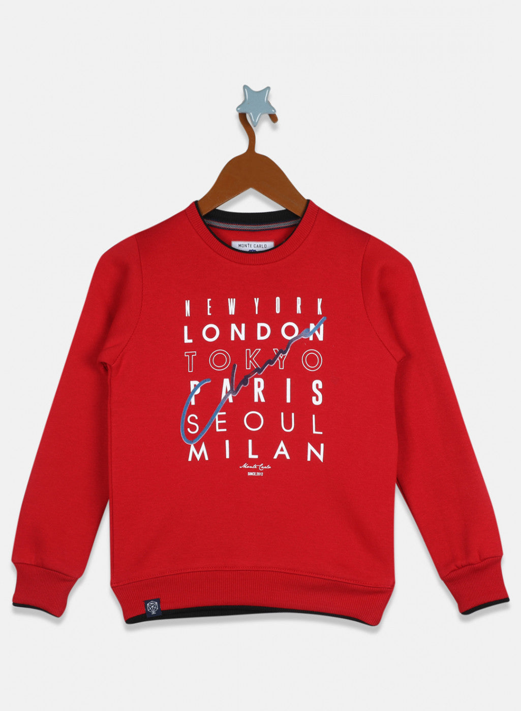 Boys Red Printed Sweatshirt