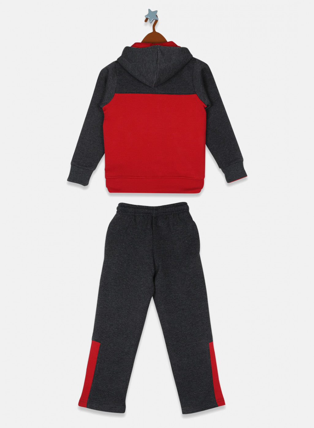 Boys Red & Grey Printed Tracksuit