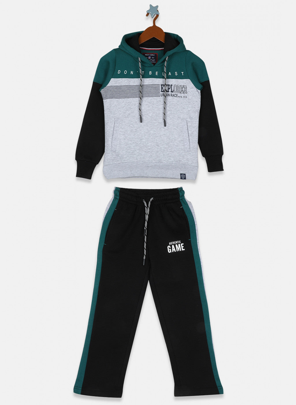 Boys Green & Black Printed Tracksuit