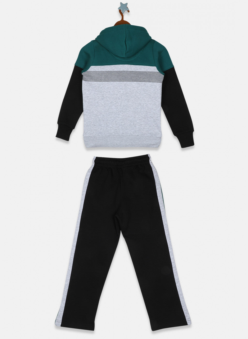 Boys Green & Black Printed Tracksuit