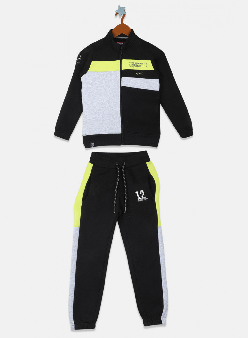 Boys Black Solid Tracksuit