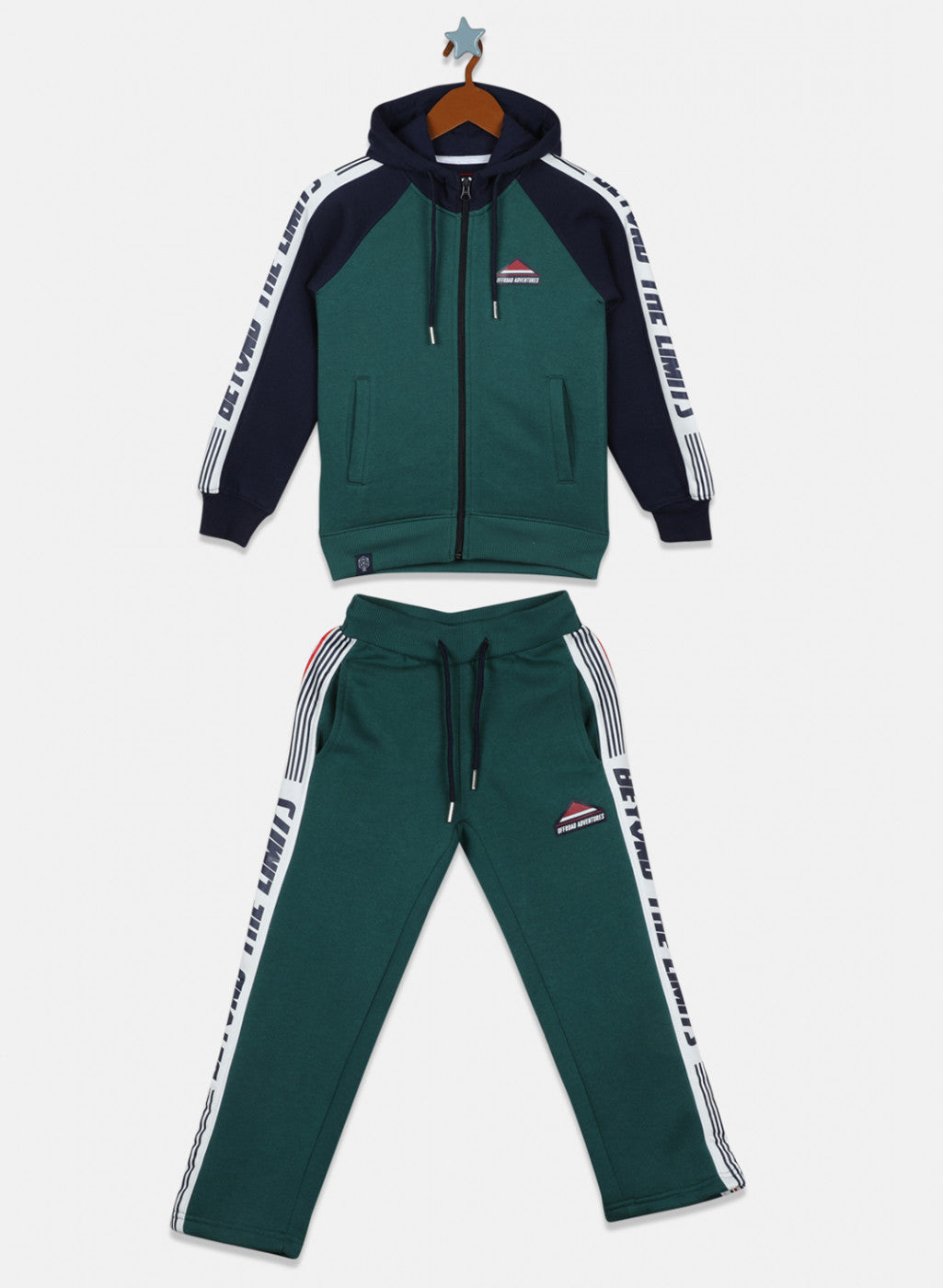 Boys Green Printed Tracksuit