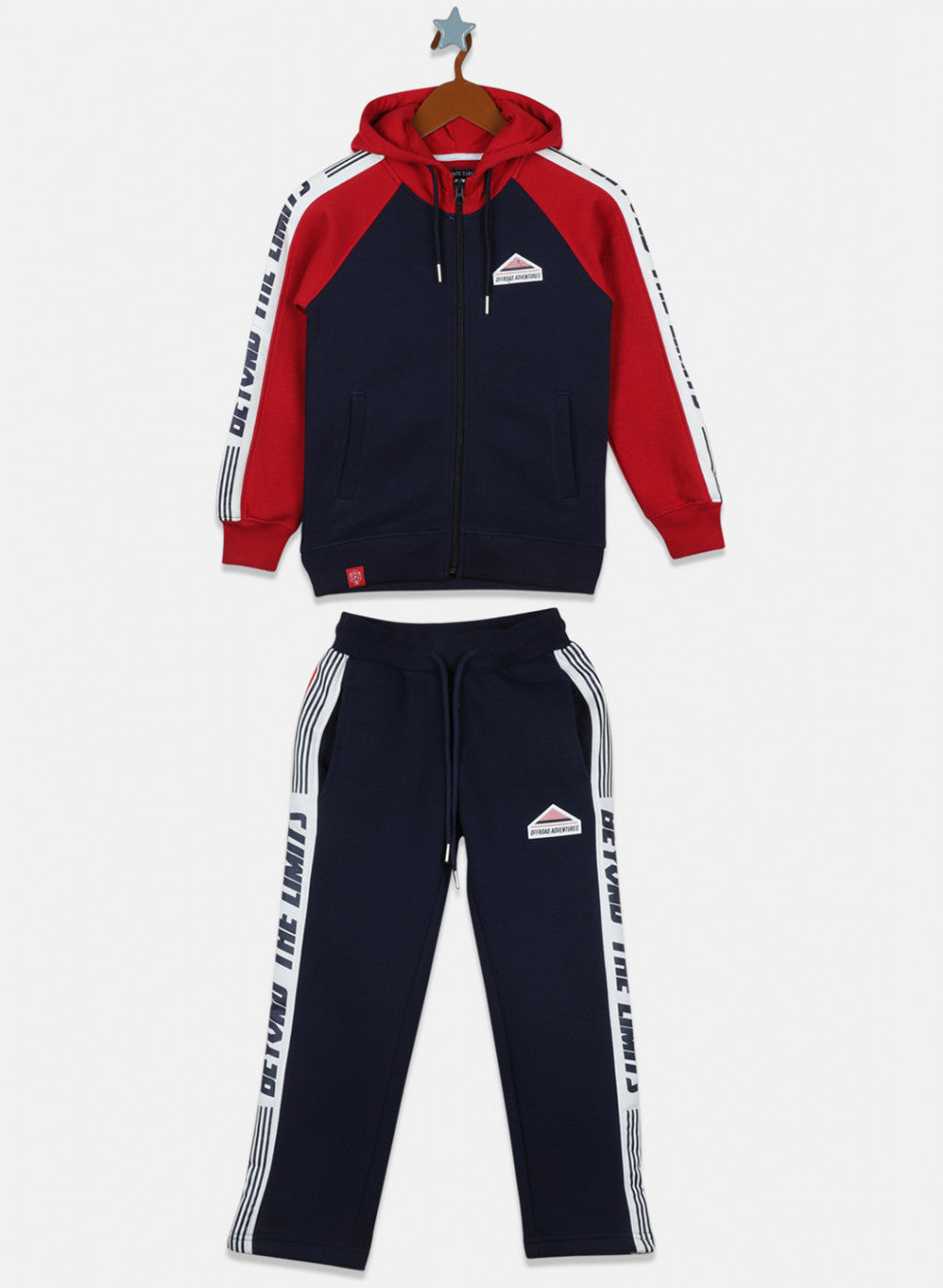 Boys Navy Blue Printed Tracksuit