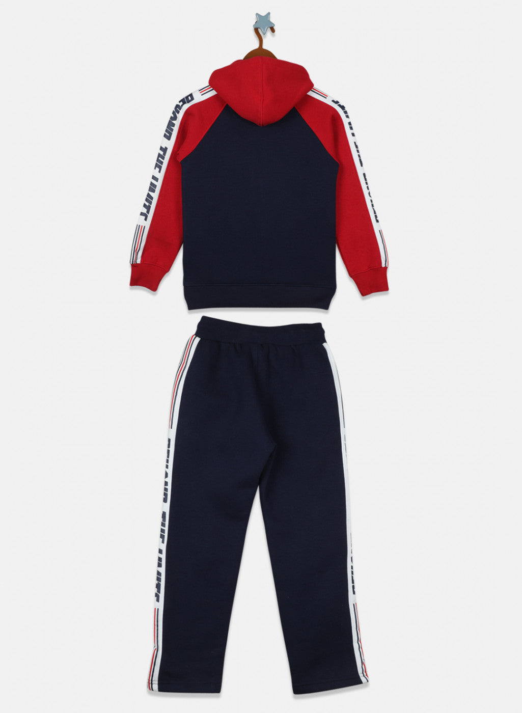 Boys Navy Blue Printed Tracksuit