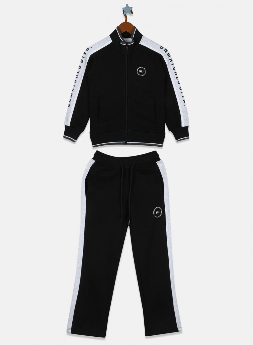 Boys Black Printed Tracksuit