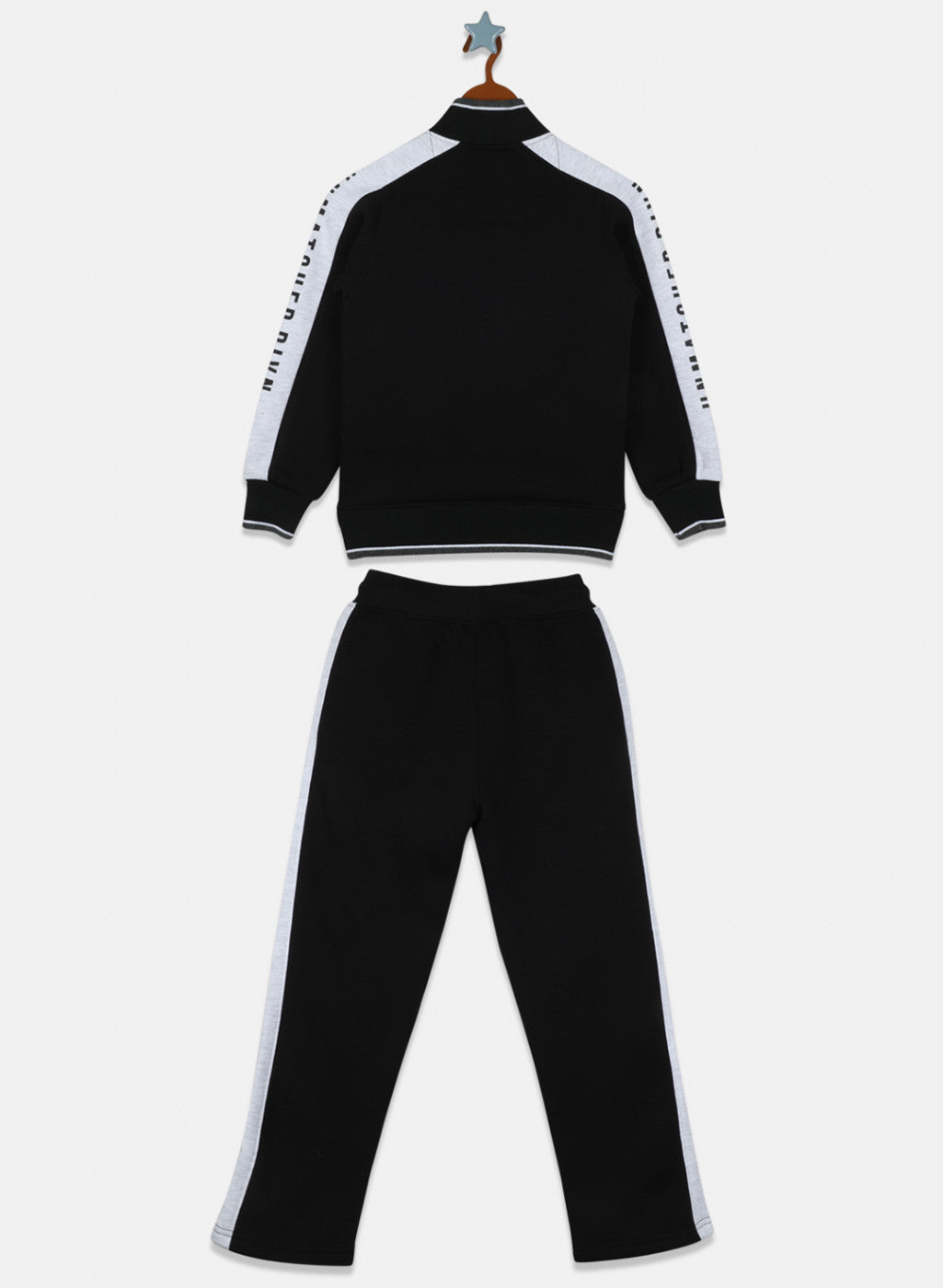 Boys Black Printed Tracksuit