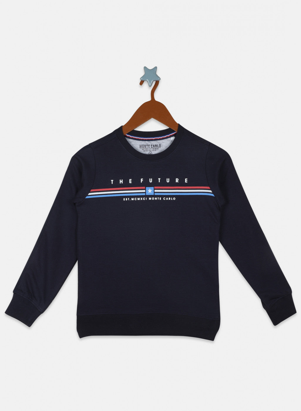 Boys NAvy Blue Printed Sweatshirt