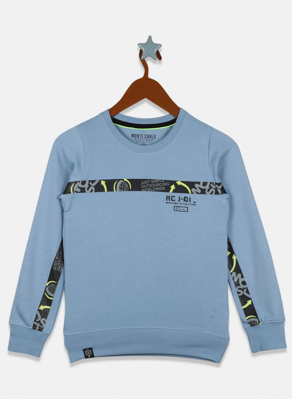 Boys Blue Printed Sweatshirt