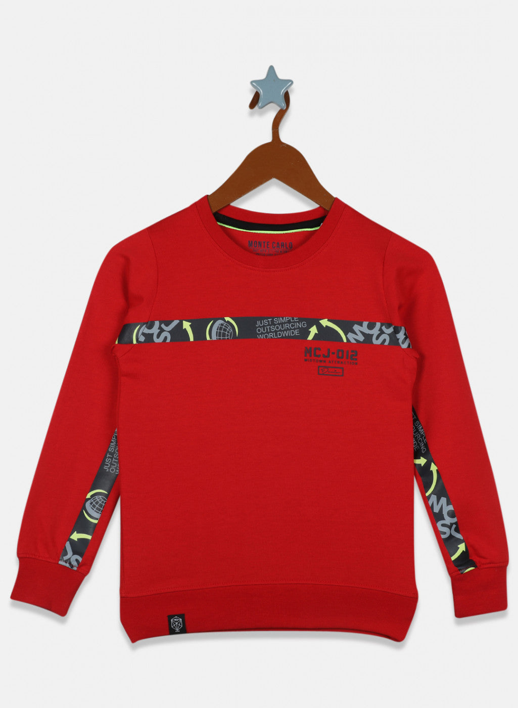 Boys Red Printed Sweatshirt