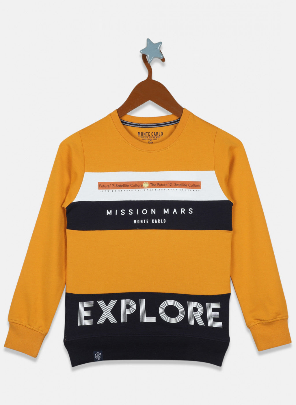 Boys Mustard Printed Sweatshirt