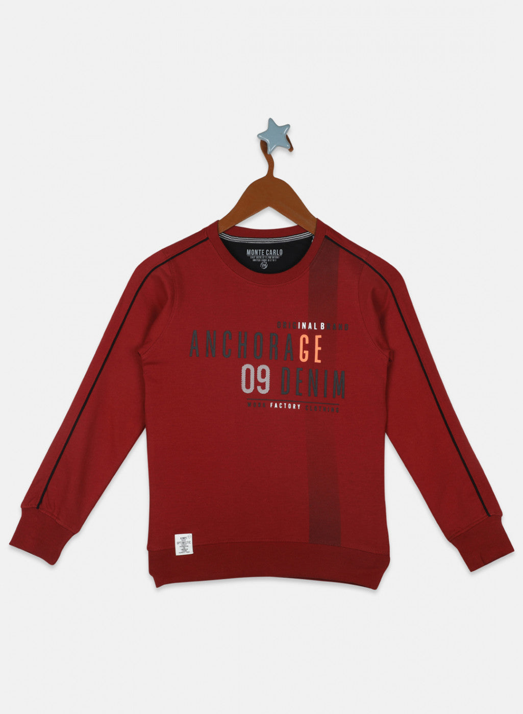 Boys Maroon Printed Sweatshirt