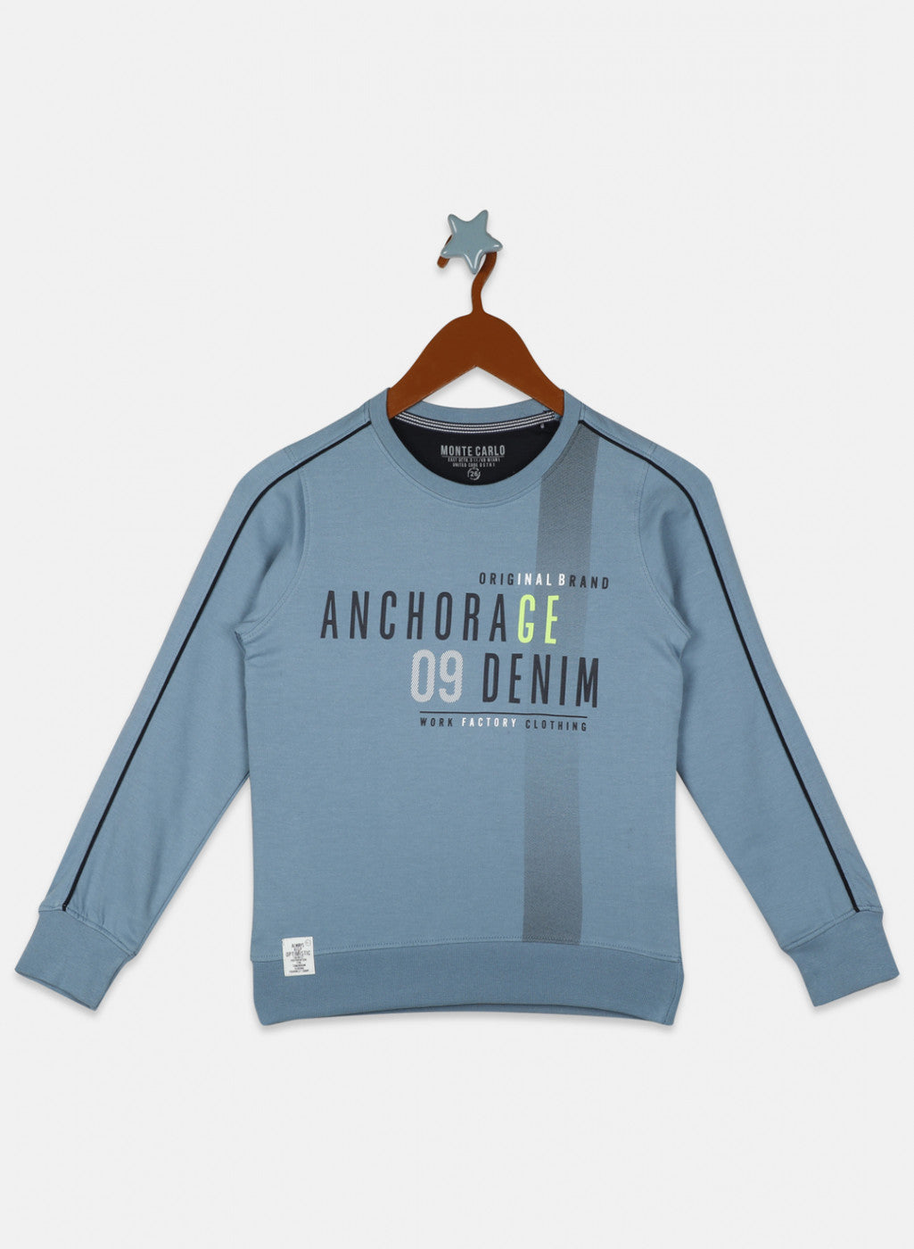 Boys Blue Printed Sweatshirt