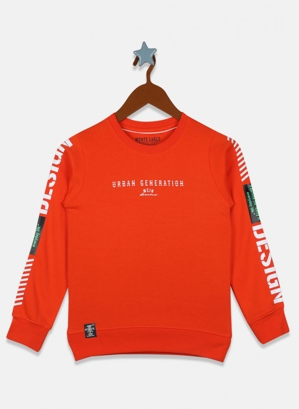 Boys Orange Printed Sweatshirt