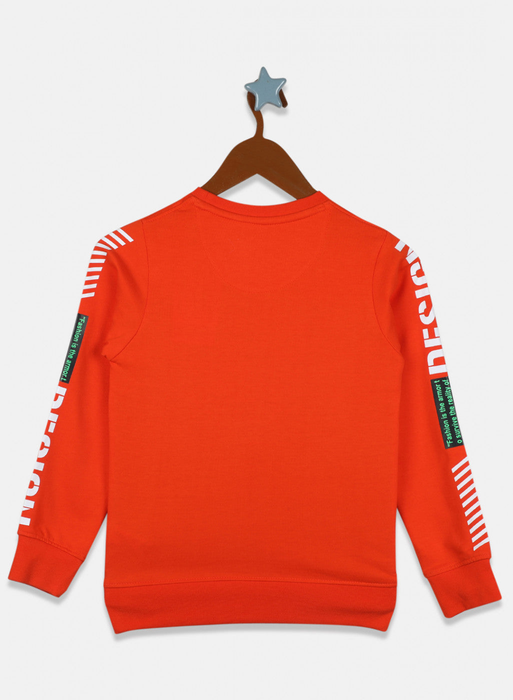 Boys Orange Printed Sweatshirt