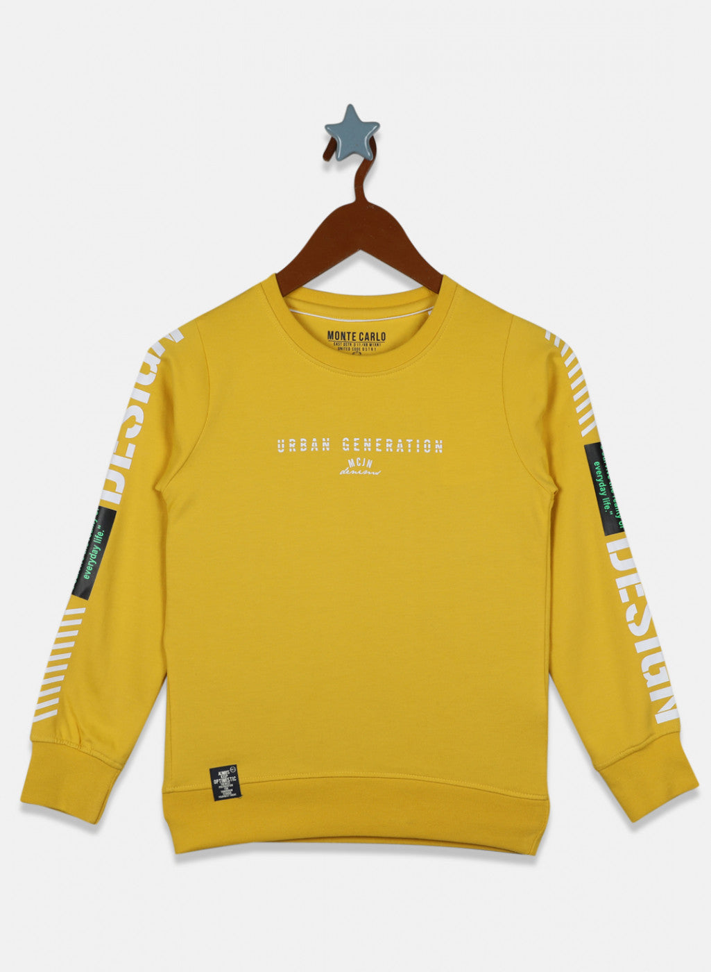 Boys Yellow Printed Sweatshirt