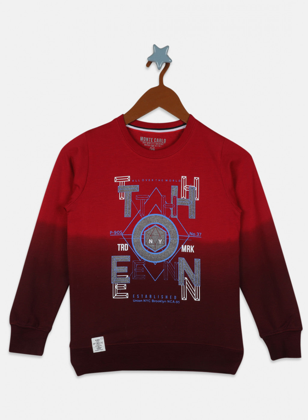 Boys Maroon Printed Sweatshirt