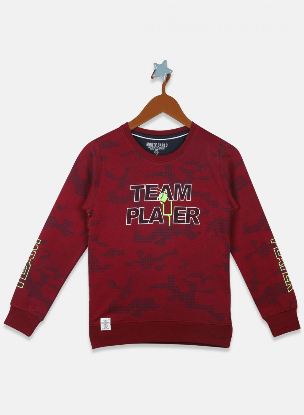 Boys Maroon Printed Sweatshirt