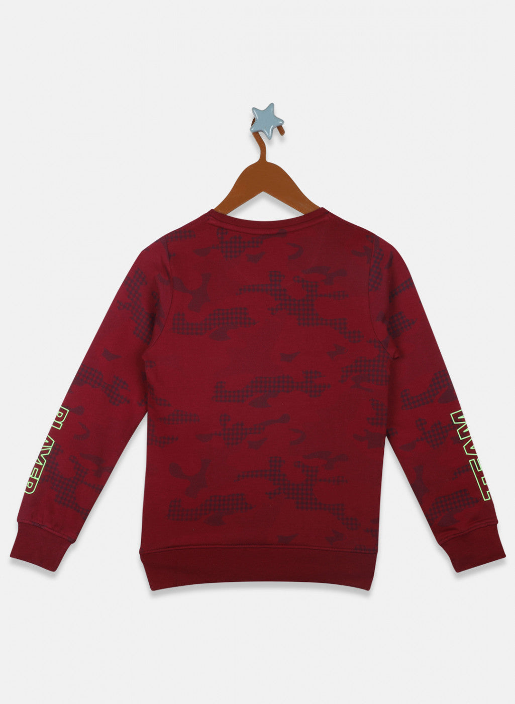 Boys Maroon Printed Sweatshirt