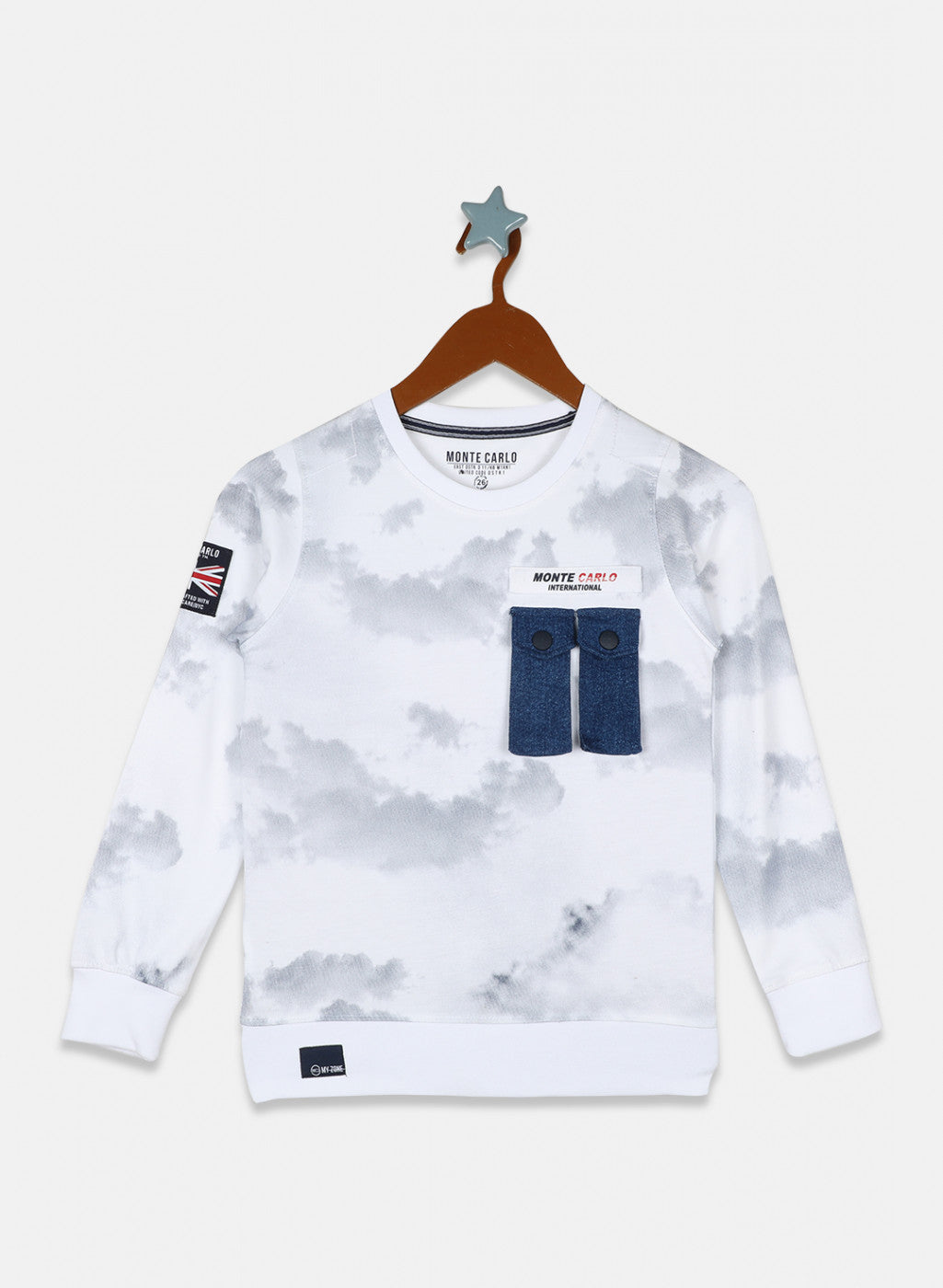 Boys White Printed Sweatshirt