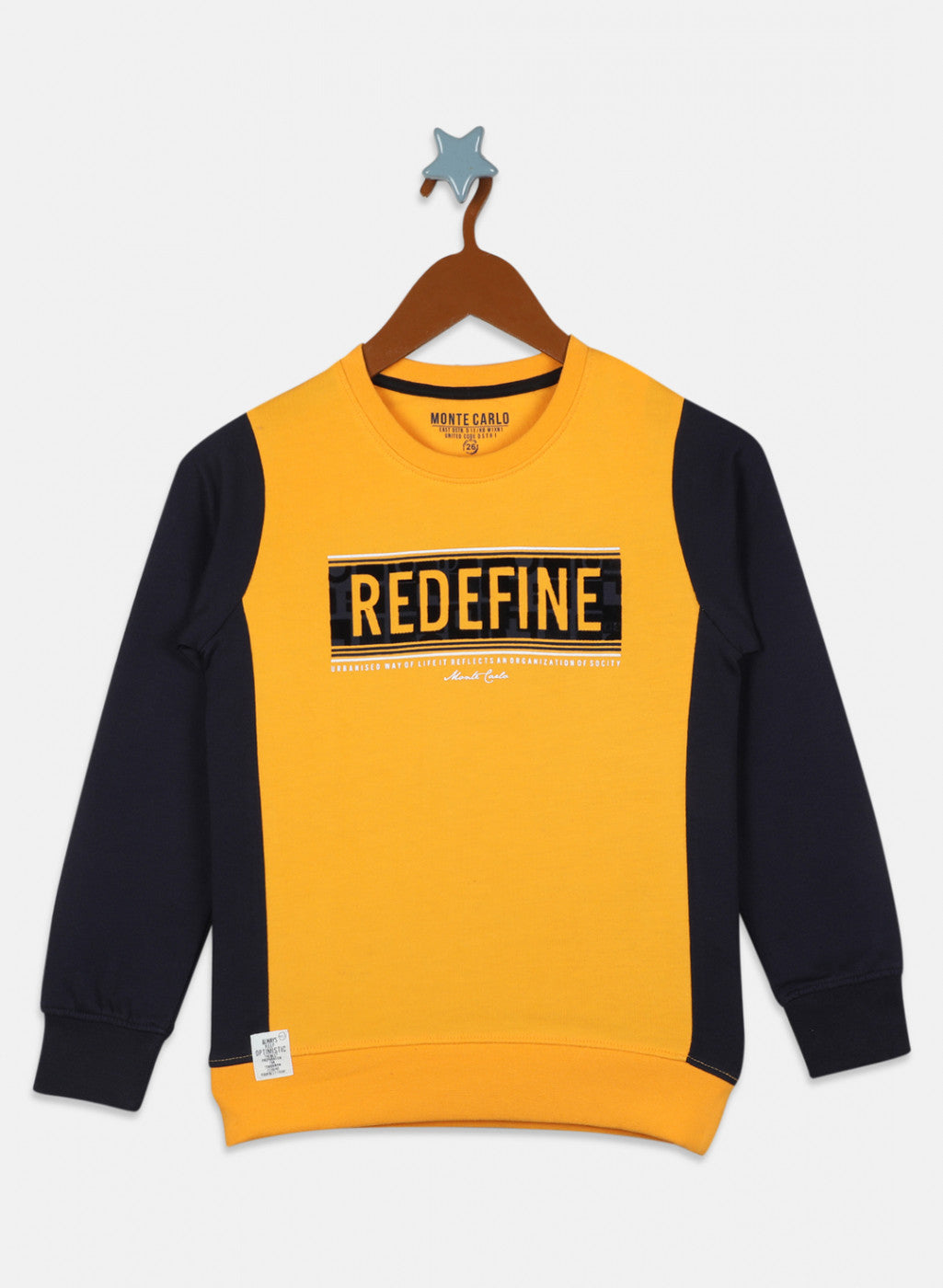 Boys Yellow & NAvy Printed Sweatshirt