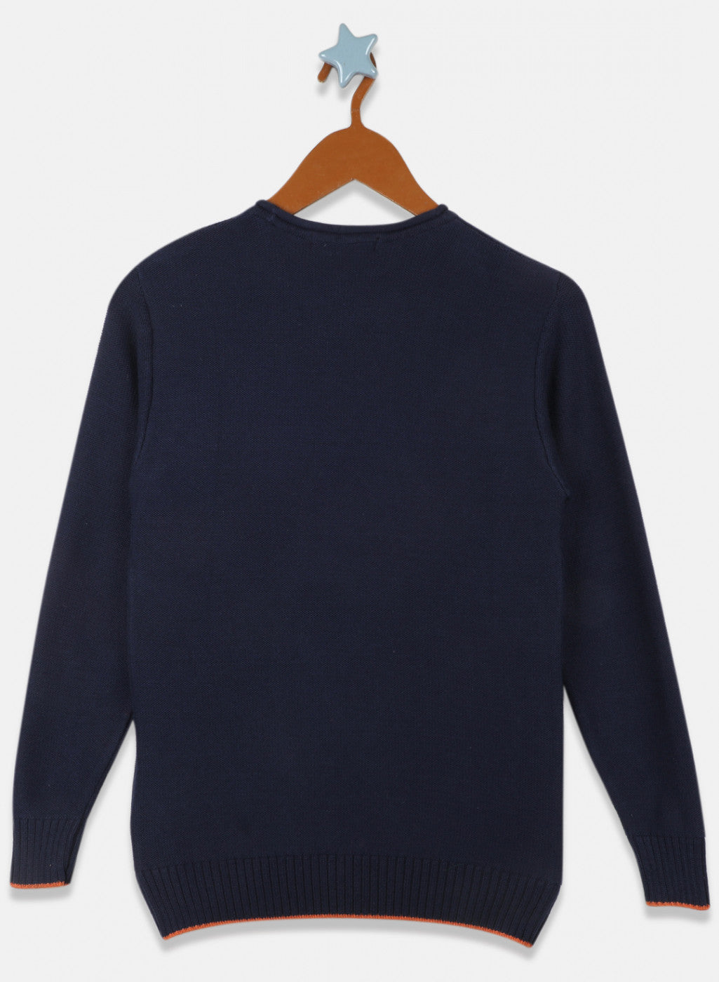 Boys Navy Blue Solid Pullover