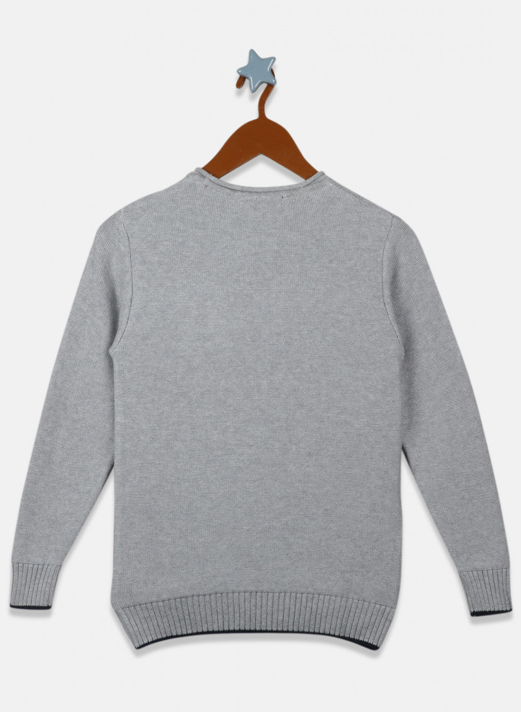 Boys Grey Solid Pullover