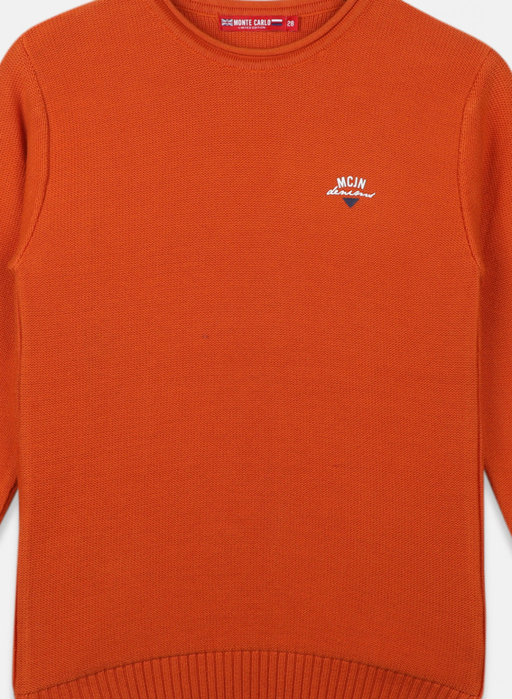 Boys Orange Solid Pullover