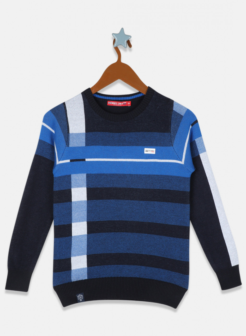 Boys Navy Blue Stripe Pullover