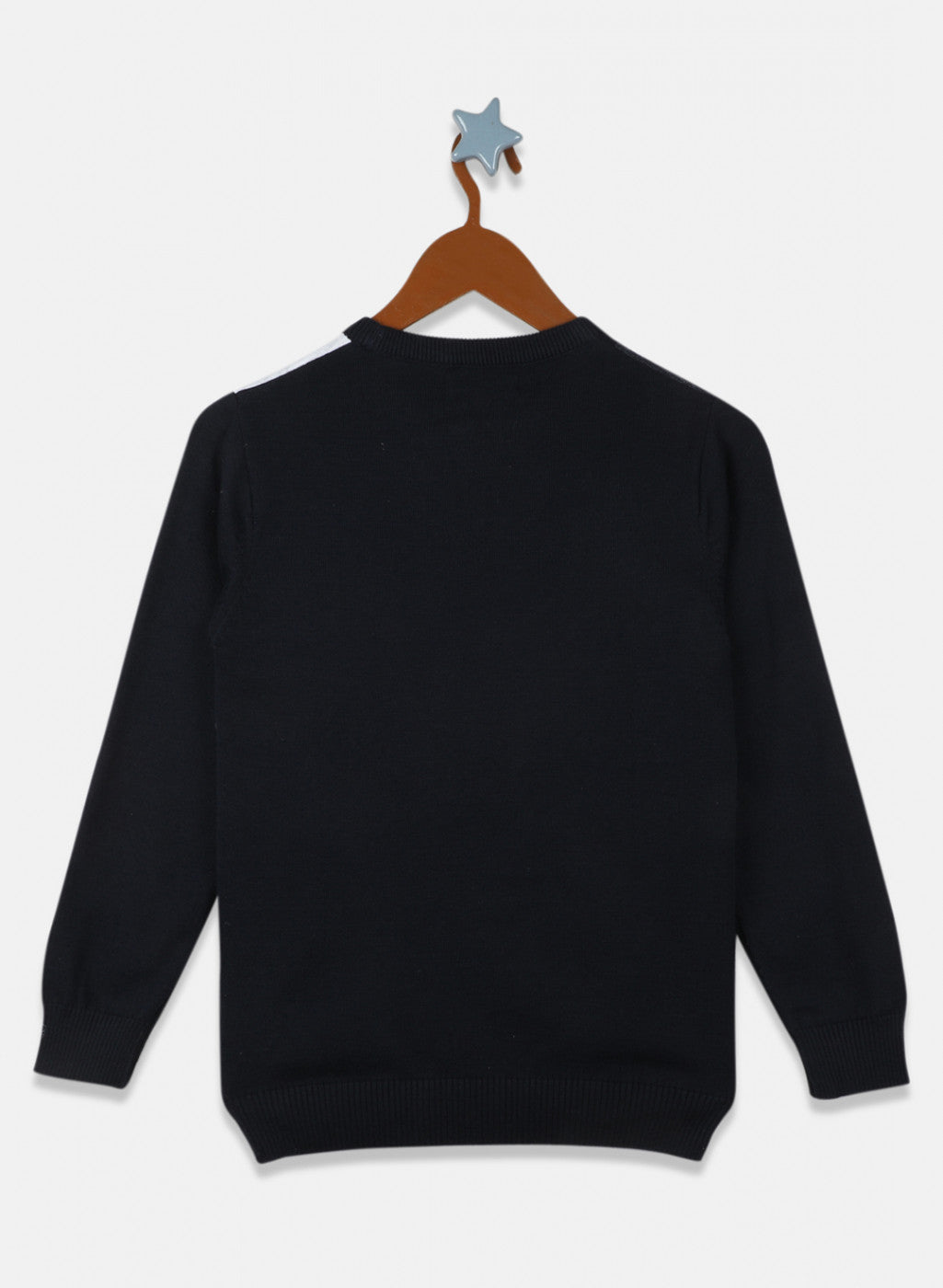 Boys Navy Blue Solid Pullover