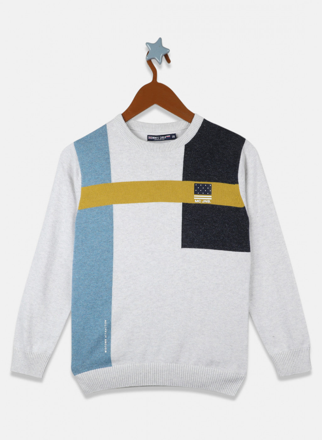 Boys Grey Solid Pullover