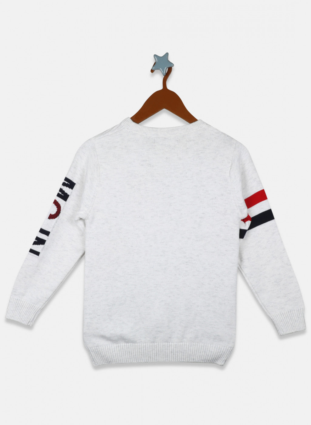 Boys White Self Design Pullover