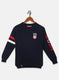 Boys Navy Blue Self Design Pullover