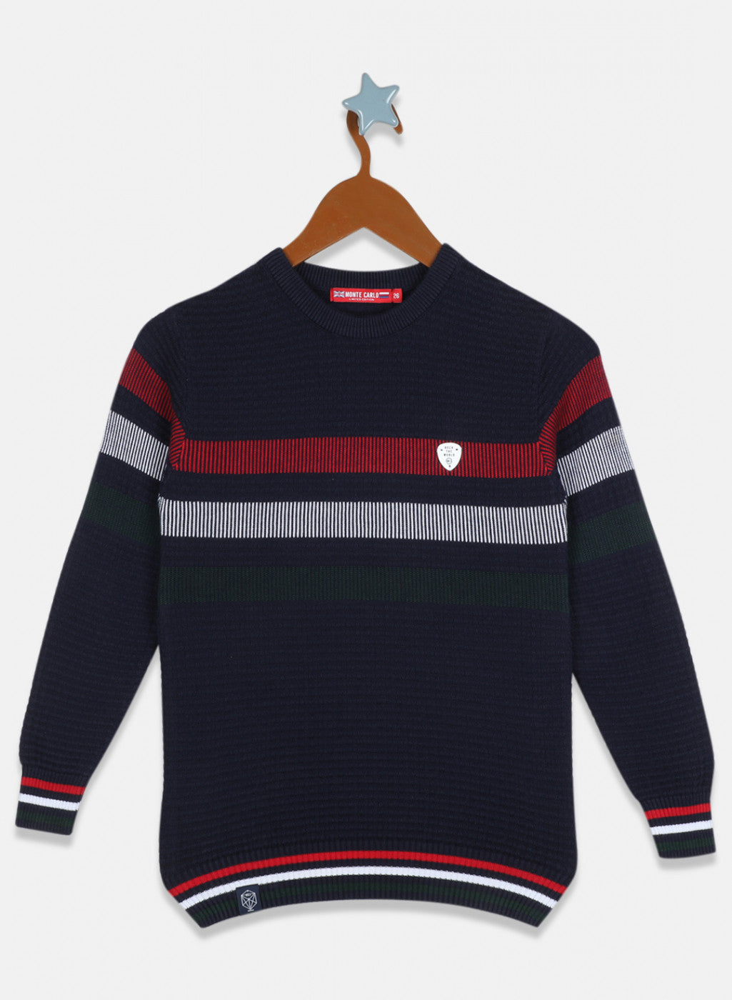 Boys Navy Blue Printed Pullover