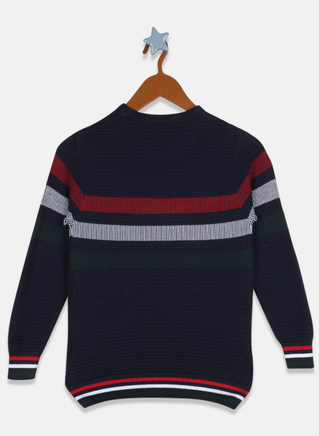 Boys Navy Blue Printed Pullover