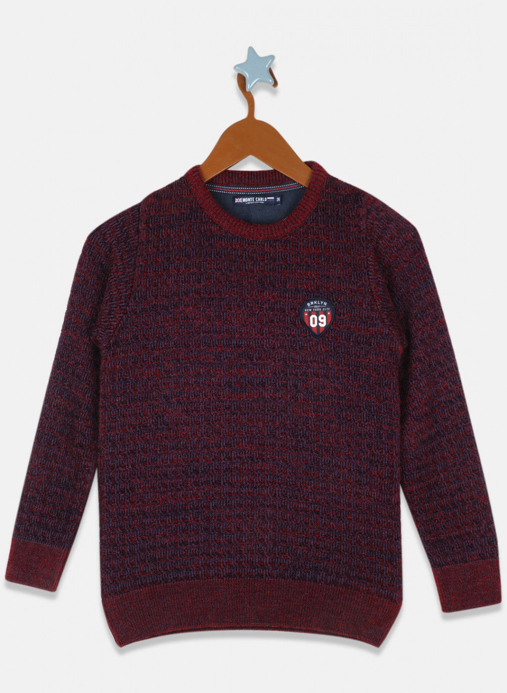 Boys Maroon Printed Pullover