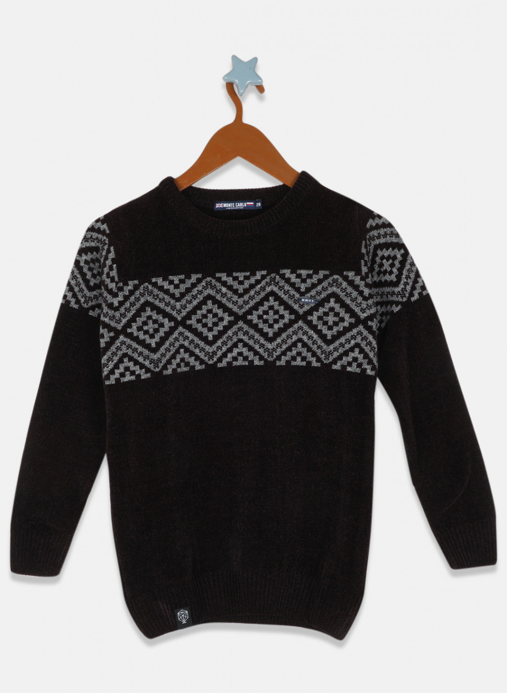 Boys Black Jaquard Pullover