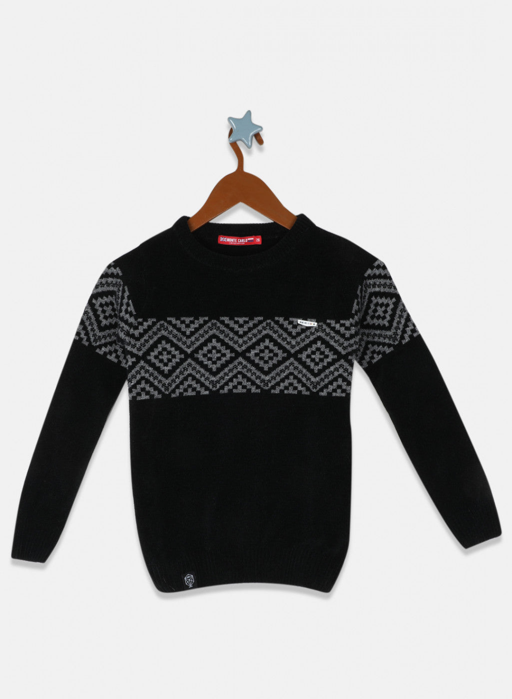 Boys Black Jaquard Pullover