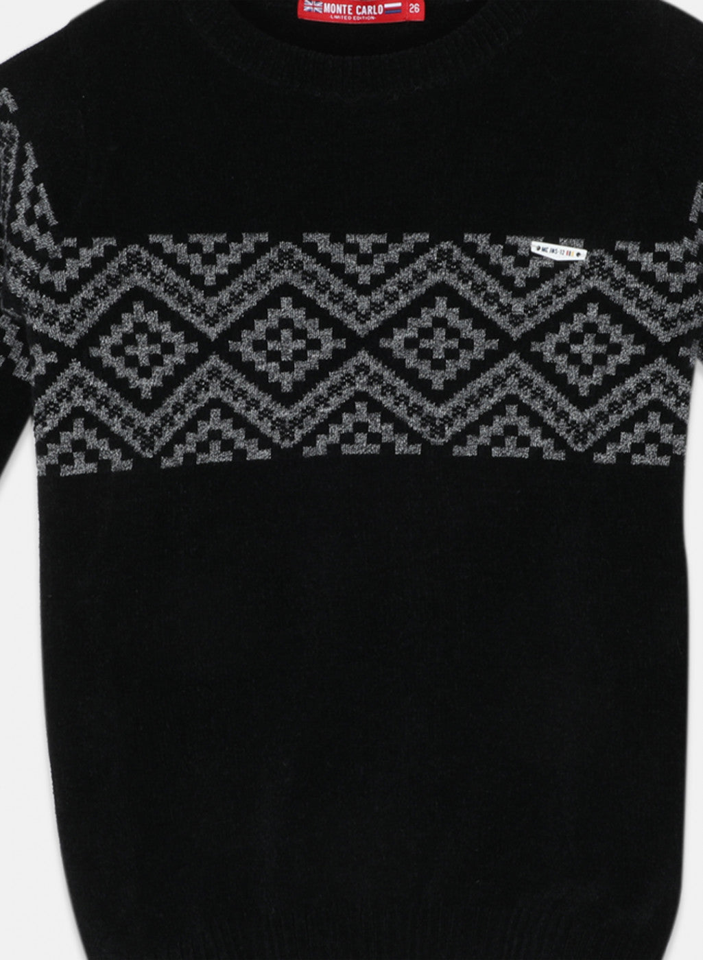 Boys Black Jaquard Pullover