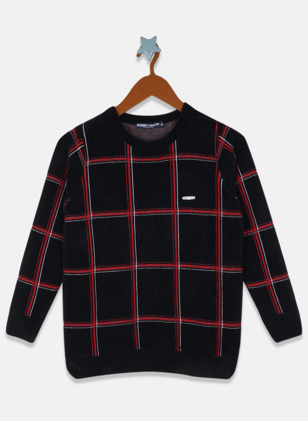 Boys NAvy Blue Check Pullover